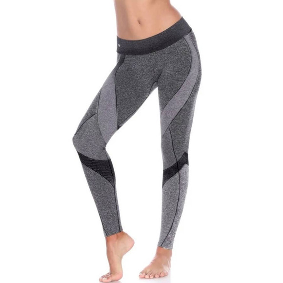 NUX London Leggings NWT Heathered Charcoal and Black Medium Compression Small - Picture 1 of 13
